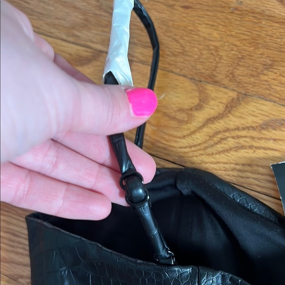 NWT Express Black Croc-Embossed Crop Top Bustier Goth Boho - Picture 6 of 6